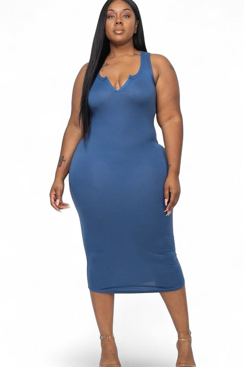 Curvy Split Neck Tank Dress  {BD2173X}