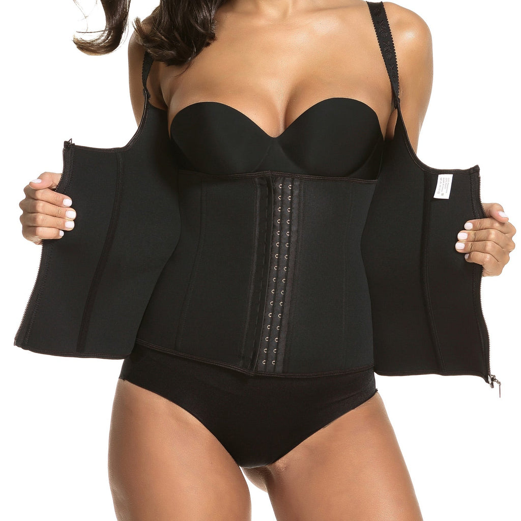 Zippered Waist Trainer Corset Waist Tummy Control Body Shaper Cincher Back Support with Adjustable Straps for Women