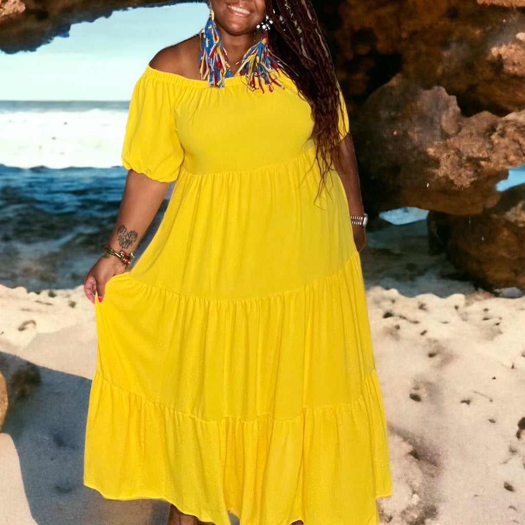 Women's Plus Size Off The Shoulder Tiered Flare Dress